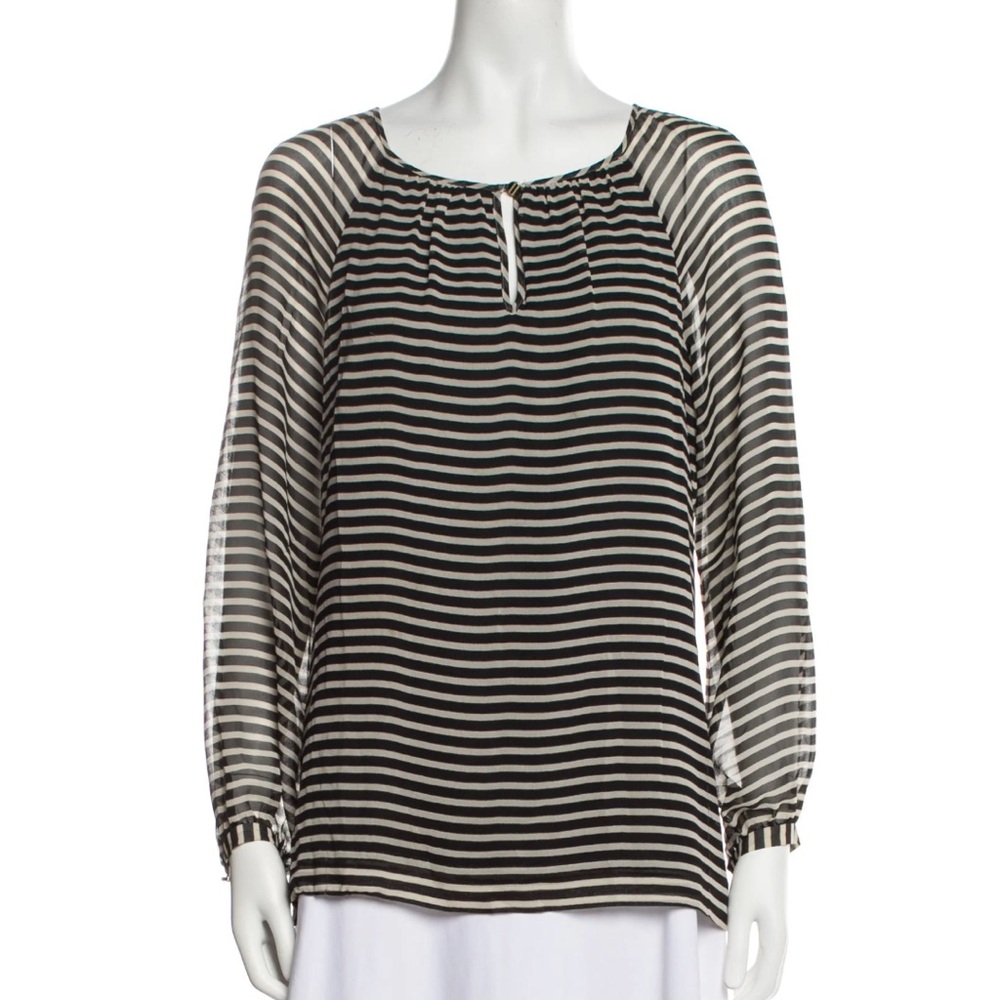 Tory Burch Silk Striped Long Sleeve Shirt